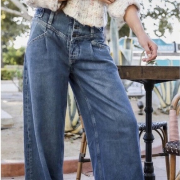 Free People x Care Super Sweeper Wide Leg Jeans - Picture 2 of 9